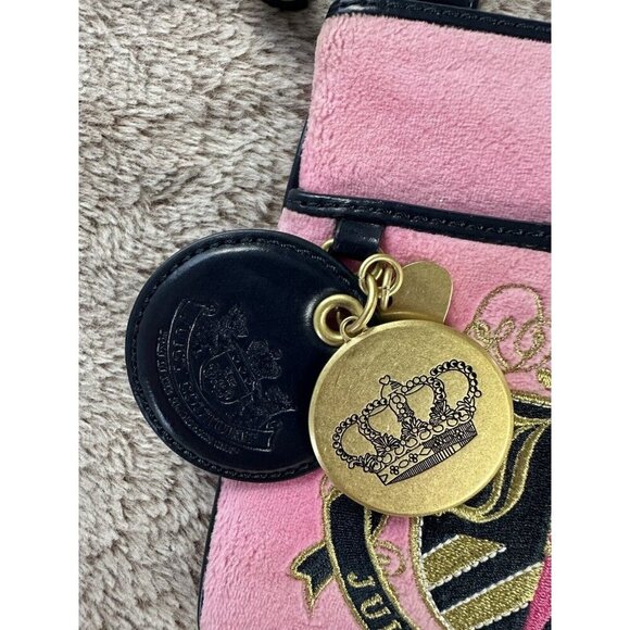 Juicy Couture Vintage Velour Pink Crossbody Bag Mini Y2K Purse - Picture 5 of 16